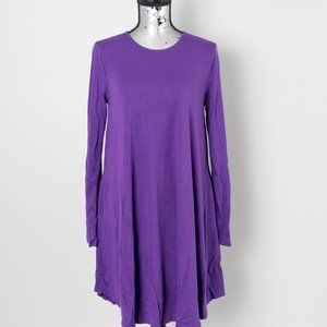 NWT Purple Crewneck Long-Sleeve Pocket Tunic Dress